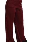 Dolce & Gabbana Elegant Maroon High Waist Wide Leg Trousers