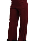 Dolce & Gabbana Elegant Maroon High Waist Wide Leg Trousers