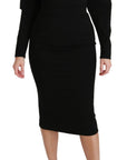 Dolce & Gabbana Elegant Black Bodycon Sheath Midi Dress
