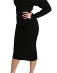 Dolce & Gabbana Elegant Black Bodycon Sheath Midi Dress