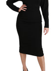 Dolce & Gabbana Elegant Black Bodycon Sheath Midi Dress