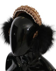 Dolce & Gabbana Gold Black Crystal Embellished Headphones