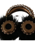 Dolce & Gabbana Gold Black Crystal Embellished Headphones