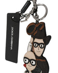 Dolce & Gabbana Chic Leather-Trim Keychain with Brass Accents