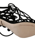 Dolce & Gabbana Elegant Black Suede Stiletto Ankle Strap Sandals
