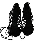 Dolce & Gabbana Elegant Black Suede Stiletto Ankle Strap Sandals