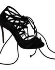 Dolce & Gabbana Elegant Black Suede Stiletto Ankle Strap Sandals