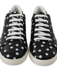 Dolce & Gabbana Black Polka Dotted Leather Sneakers