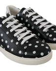 Dolce & Gabbana Black Polka Dotted Leather Sneakers
