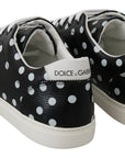 Dolce & Gabbana Black Polka Dotted Leather Sneakers