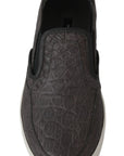 Dolce & Gabbana Elegant Gray Caiman Leather Loafers