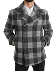 Dolce & Gabbana Elegant Gray Check Double Breasted Coat