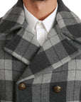 Dolce & Gabbana Elegant Gray Check Double Breasted Coat