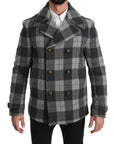 Dolce & Gabbana Elegant Gray Check Double Breasted Coat