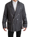 Dolce & Gabbana Elegant Navy Silk Double Breasted Coat