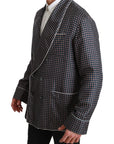 Dolce & Gabbana Elegant Navy Silk Double Breasted Coat