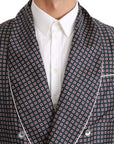 Dolce & Gabbana Elegant Navy Silk Double Breasted Coat