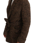 Dolce & Gabbana Elegant Brown Alpaca Blend Belted Cape Jacket