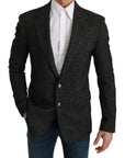 Dolce & Gabbana Elegant Gray Plaid Slim Fit Blazer