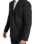 Dolce & Gabbana Elegant Gray Plaid Virgin Wool Blazer