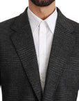 Dolce & Gabbana Elegant Gray Plaid Virgin Wool Blazer