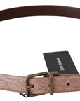Dolce & Gabbana Elegant Exotic Skin Brushed Gold Buckle Belt