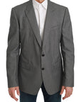 Dolce & Gabbana Elegant Gray Fantasy Pattern Slim Fit Blazer