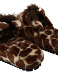 Dolce & Gabbana Elegant Giraffe Pattern Slides for Sophisticated Comfort
