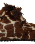 Dolce & Gabbana Elegant Giraffe Pattern Slides for Sophisticated Comfort