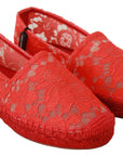 Dolce & Gabbana Red Viscose Espadrilles Flat Shoes