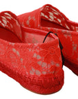 Dolce & Gabbana Red Viscose Espadrilles Flat Shoes