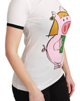 Dolce & Gabbana Elegant White Cotton Crewneck Tee with Motive
