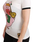 Dolce & Gabbana Elegant White Cotton Crewneck Tee with Motive