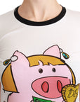 Dolce & Gabbana Elegant White Cotton Crewneck Tee with Motive