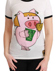 Dolce & Gabbana Elegant White Cotton Crewneck Tee with Motive