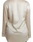 Dolce & Gabbana Elegant Beige Silk Satin Blouse with QUEEN Embroidery