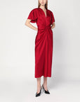 Victoria Beckham Victoria Beckham Fuchsia pink midi dress with gathered waist