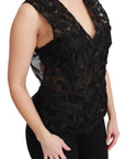 Dolce & Gabbana Elegant Floral Black Silk Blend Vest