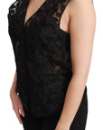 Dolce & Gabbana Elegant Floral Black Silk Blend Vest