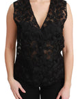 Dolce & Gabbana Elegant Floral Black Silk Blend Vest