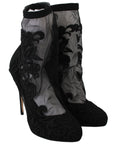 Dolce & Gabbana Embroidered Floral Stiletto Socks Booties