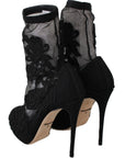 Dolce & Gabbana Embroidered Floral Stiletto Socks Booties