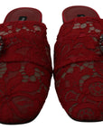 Dolce & Gabbana Radiant Red Slide Flats with Crystal Embellishments