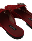 Dolce & Gabbana Radiant Red Slide Flats with Crystal Embellishments