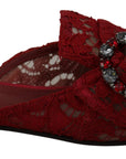 Dolce & Gabbana Radiant Red Slide Flats with Crystal Embellishments