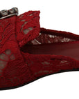 Dolce & Gabbana Radiant Red Slide Flats with Crystal Embellishments