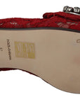 Dolce & Gabbana Radiant Red Slide Flats with Crystal Embellishments