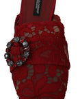 Dolce & Gabbana Radiant Red Slide Flats with Crystal Embellishments