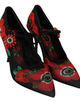 Dolce & Gabbana Floral Mary Janes Pumps with Crystal Detail