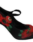 Dolce & Gabbana Floral Mary Janes Pumps with Crystal Detail